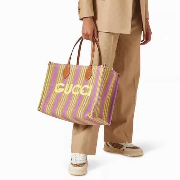 Gucci Jute Tote with Brown Leather Trim NWT - Picture 8 of 8